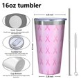 thumbnail image 4 of 16oz Tumblers Pink Breast Cancer Stainless Steel Vacuum Insulated Double Wall Travel Tumbler Cups Mug with Lid and Straw,Cleaning Brush for Coffee,Tea, 4 of 4