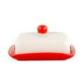 thumbnail image 5 of STP GOODS Red Viburnum Ceramic Butter Dish with Lid 6.7x5.1x2.2" (17x13x5.5 cm) Butter Holder Keeper Storage Container Butter Container for Countertop and Fridge, Red and White, 5 of 5