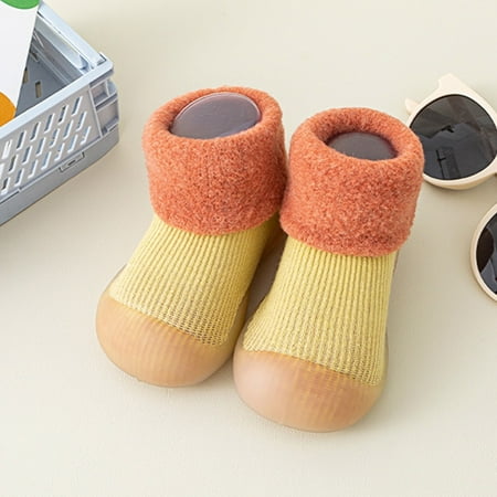 

Baby Boy Sock Shoes Non- Toddler Walking Shoes Breathable Warm Soft Sole Rubber Cotton Socks Shoes Baby Prewalker Shoes for Boys Girls 18-24 Months
