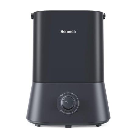 HOMECH Quiet Ultrasonic Humidifier, Cool Mist Humidifiers for Bedroom Home Baby (4L, 1.06 Gallon) 12-60 Hours, 360° Nozzle, Waterless Tank Removal Auto Shut-Off (Black)