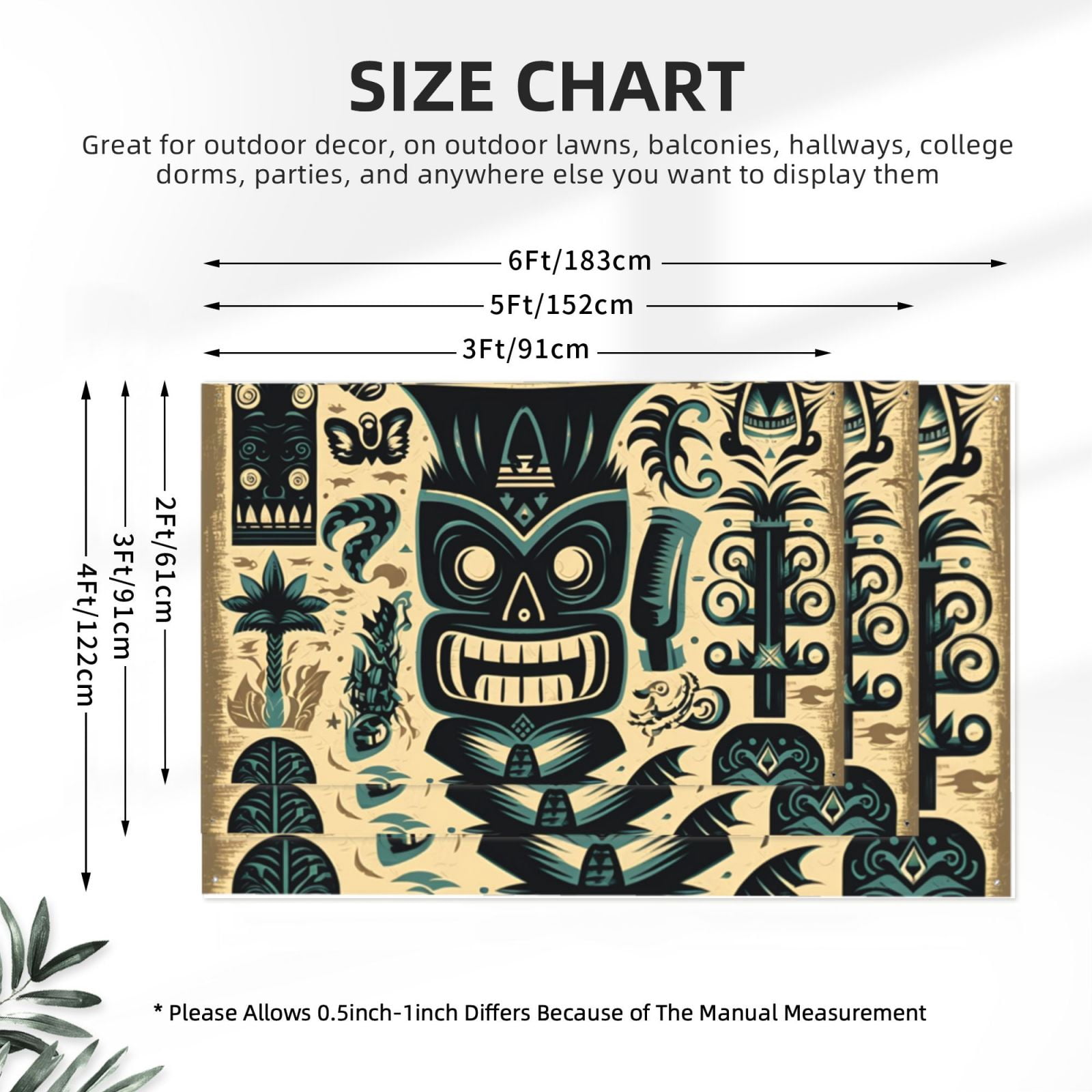 Hawaiian Tiki Tribal Retro Four Hole Decorated Banner Flag for Garden Yard Home Decoration Indoor Outdoor 4x6 Ft