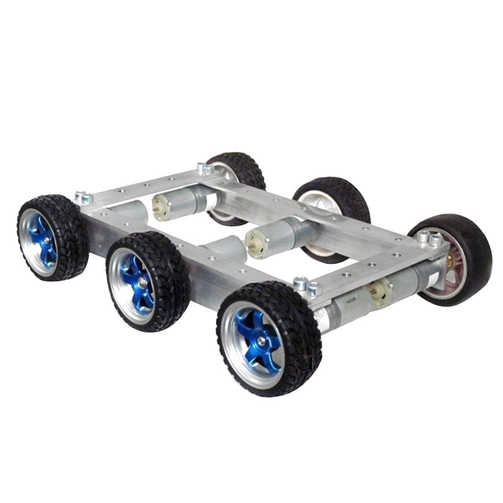 4WD Smart RobotCar Chassis Kit Aluminum Alloy Black Wheels+12VMotors w/o Encoder 