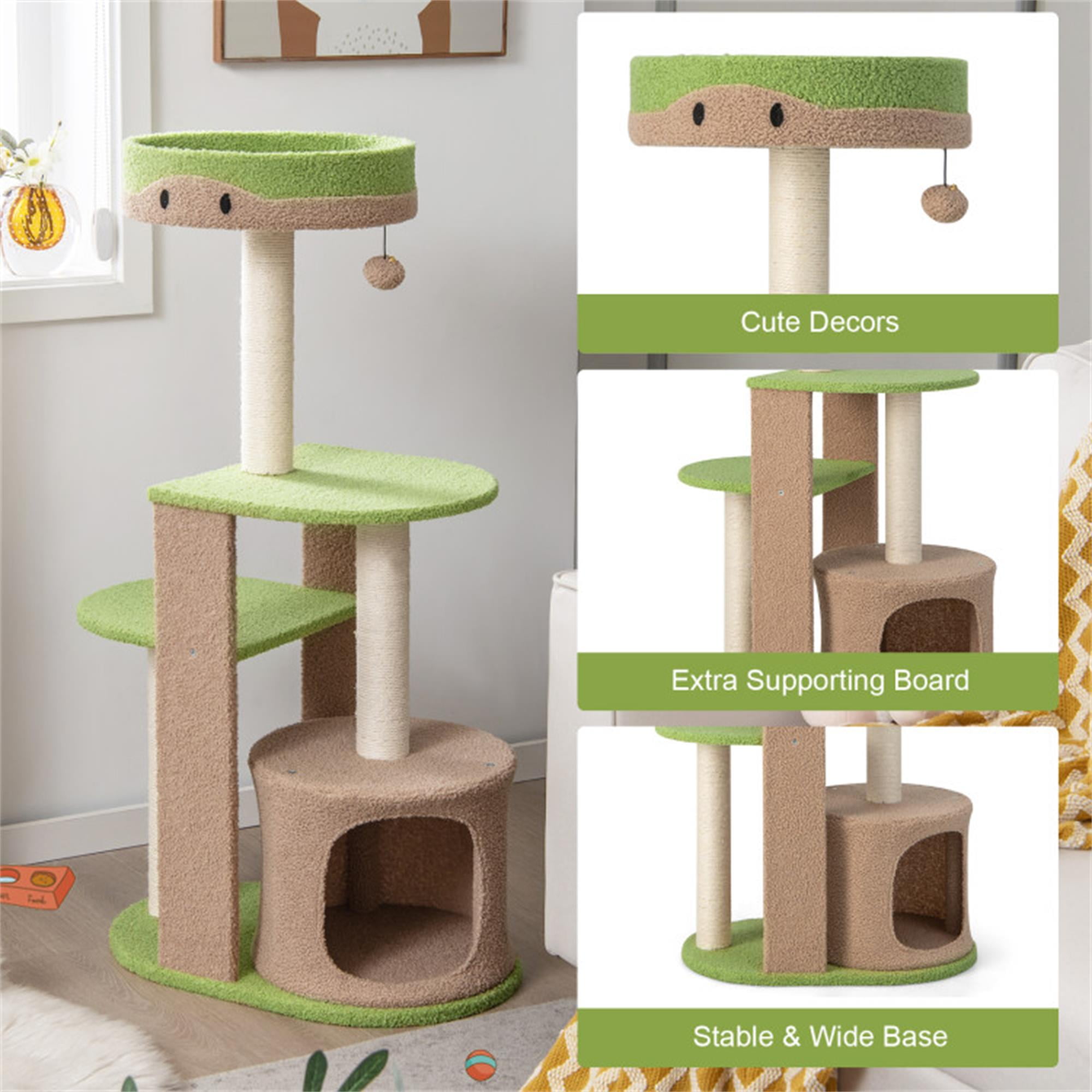 Kadyn 56" 5-Tier Cat Tree Tower for Indoor Cat Condo Sisal Scratching Posts with Jump Platform Cat Furniture Activity Center Play House, Green