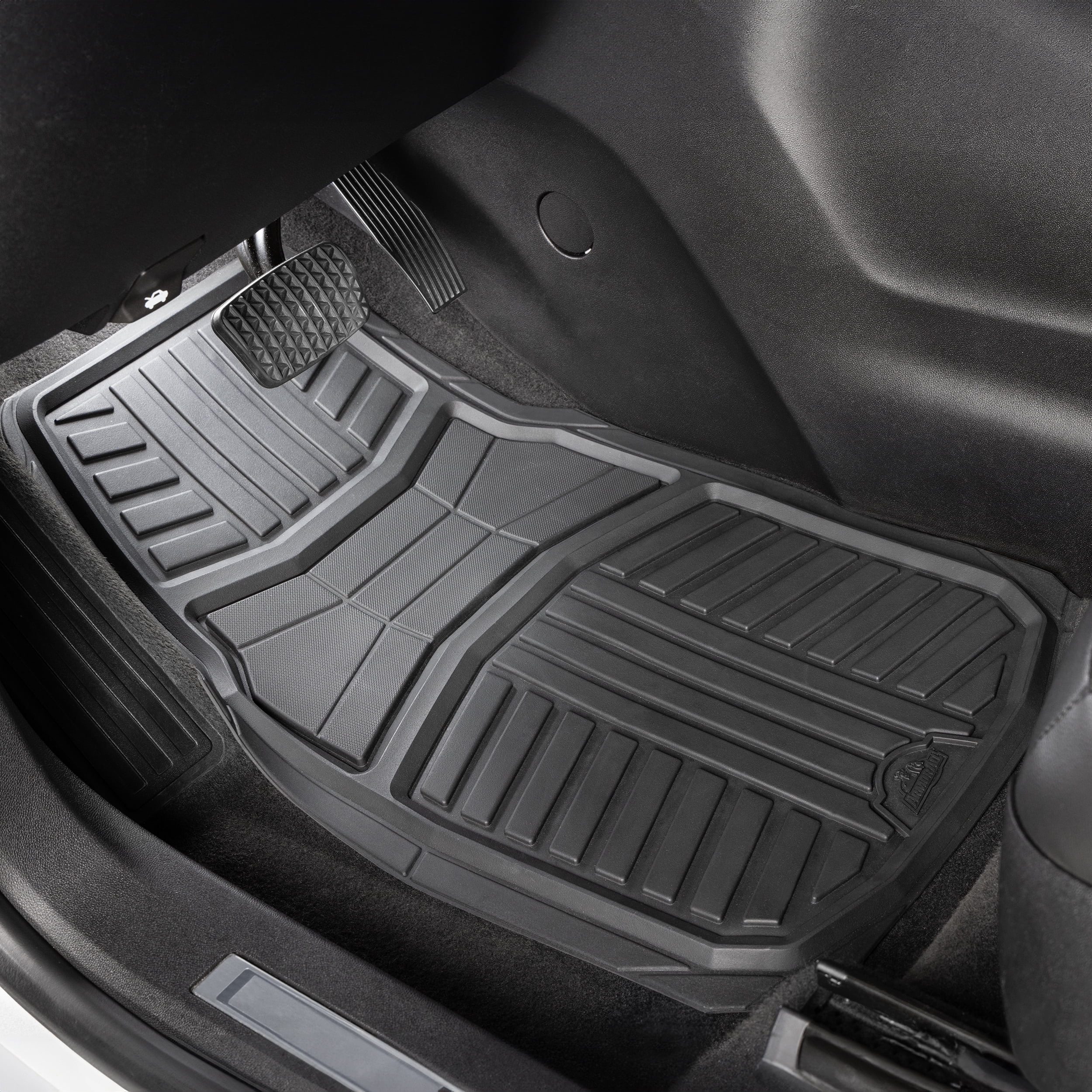 Armor All 3-Piece Black Full Coverage Floor Mats with Reinforced Heel Pad & Anti-Slip Cleats