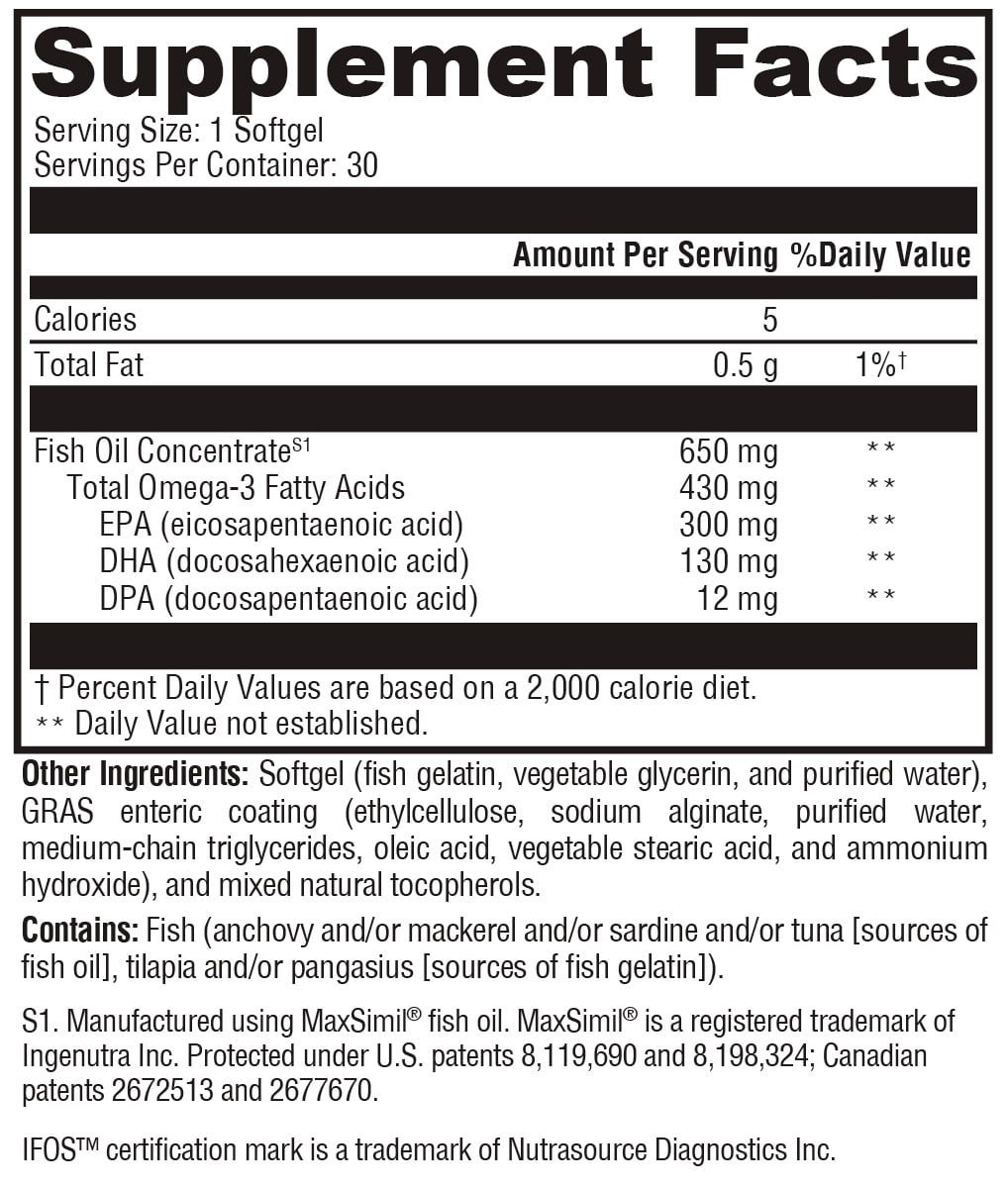 XYMOGEN Omega 3 BasiX 30 Softgels