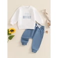 thumbnail image 5 of Aojekbee Baby Boy 2Pcs Fall Outfits Long Sleeve Letter Embroidery Sweatshirt + Pants Set Spring Clothes, 5 of 10