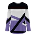 thumbnail image 4 of FAIWAD Women's Long Sleeve Tunic Tops Round Neck Color Block Plus Size Comfy Pullover Tops, 4 of 5