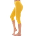 thumbnail image 3 of Cotton Capri Leggings Plain Pants Capris For Women Junior & PLUS Size, Yellow, Medium, 3 of 6