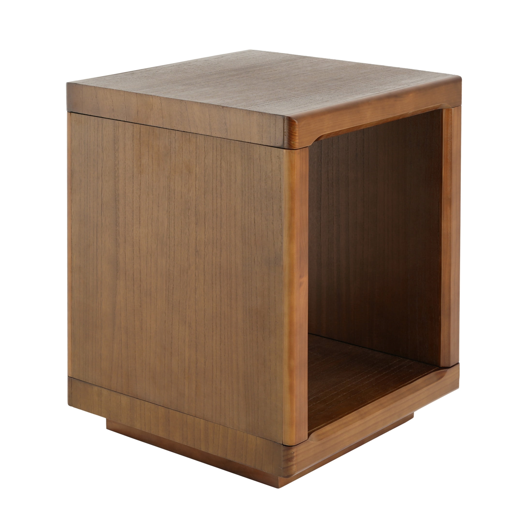 Christopher Knight Home Mid-Century Cube Accent Side Table with Open Storage Shelf, Walnut Finish