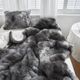 thumbnail image 6 of Luxury Faux Fur Shaggy Comforter Set King Size, Plush & Reversible Comforter Tie Dye Black, 3 Pieces Fluffy Fuzzy Bedding Set Ultra Soft and Warm for Winter (1 Comforter + 2 Pillowcases), 6 of 7