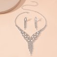 thumbnail image 4 of Xinyolin 1 Set Necklace Earrings Set Exaggerated Shining Long Tassel Geometric Faux Pearls Dress Up Hypoallergenic Dangle Earrings Pendant Necklace Set Banquet Accessory, 4 of 7