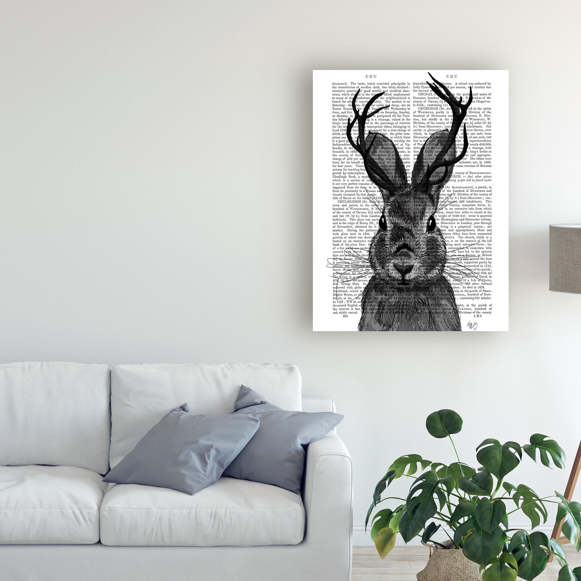Trademark Fine Art 'Jackalope With Grey Antlers' Canvas Art by Fab Funky