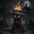 thumbnail image 5 of 12" Stained Glass Witch Hat Lamp,Halloween Decorations Retro Resin Witch Cats Lamp,Gothic Decor,Vintage Witchy and Cats Halloween Night Lights, Table Lamps for Bedroom, Living Room, 5 of 5