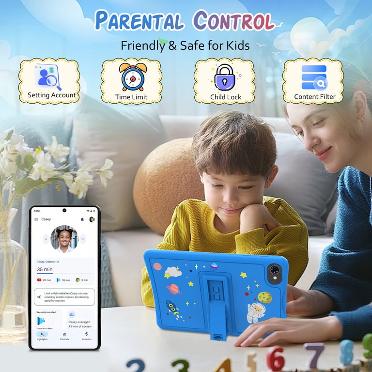 Kids Tablet, Android 15 Tablet for Kids 10.1 inch Ouad-Core with