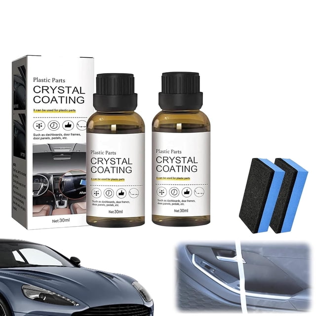 Crystal Coating for Car Plastic Parts, Crystal Coat Reviver, Plastic Restorer Refurbish Agent with Spong