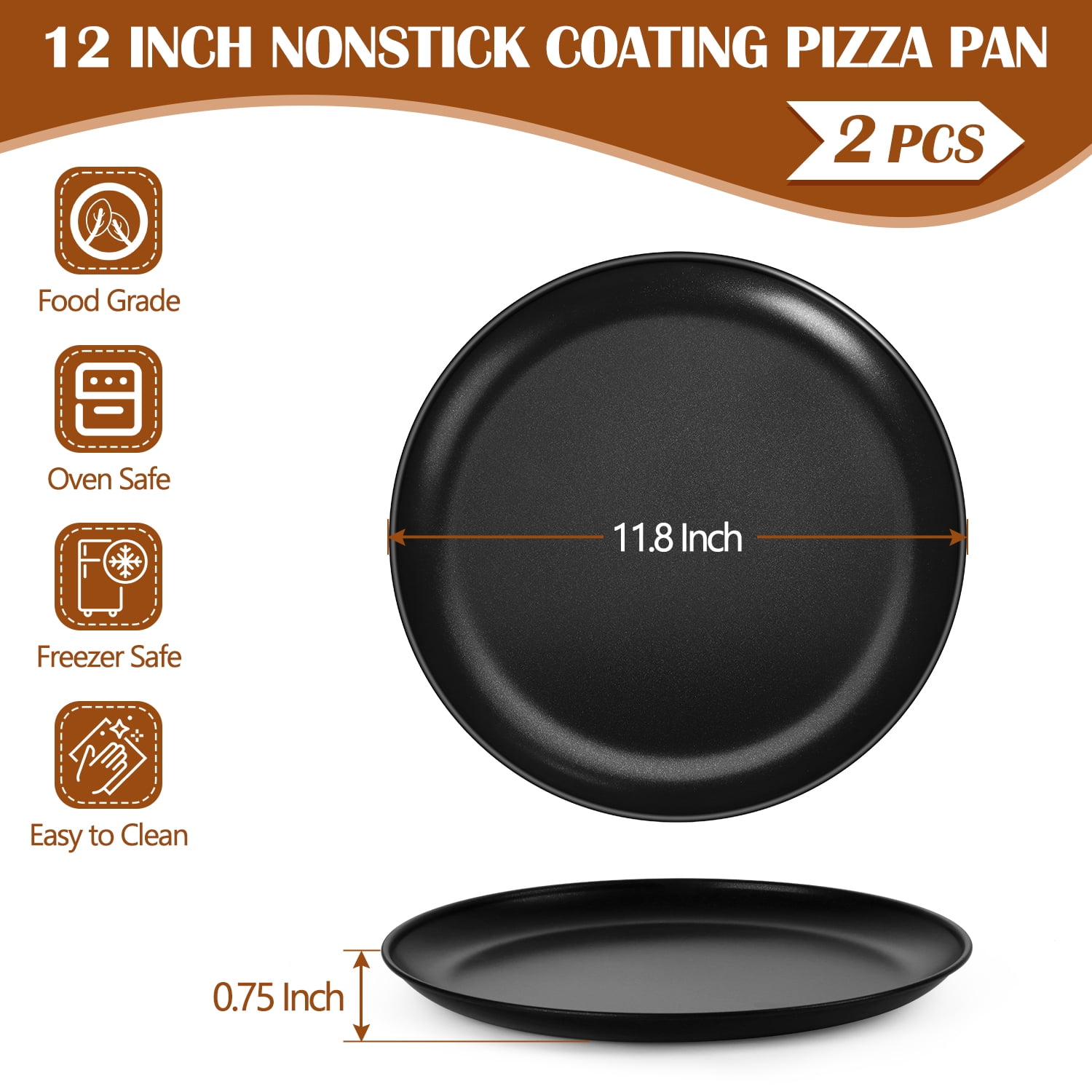 GoodCook 12-Inch Non-Stick Pizza Pan – Gray Steel Baking Pan, 14.5” Wide, Perfect For Homemade Pizzas