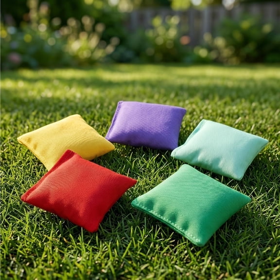 HOARBOEG 10-Piece Teens Cornhole Tossing Game Set - Colorful Canvas Bean Bags for Outdoor Indoor Backyard Activities, Daycare Home Education and Family Party Games