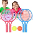 thumbnail image 4 of 2 Sets Small Size Childrens Tennis Racket Set Kindergarten Leisure Plastic Tennis Racket with 4pcs Tennis Balls for Boys Girls (Red + Blue), 4 of 7