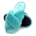 thumbnail image 4 of DANNTO Women's Slippers Cross Band Soft Plush Furry Open Toe House Shoes Indoor Warm Comfy Cozy Bedroom Flats Slide, 4 of 8