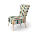 thumbnail image 3 of Designart "Striped Pattern With A Nod To Retro Revival I" Teal Striped Upholstered Accent Chair - Modern Arm Chair For Bedroom, 3 of 7