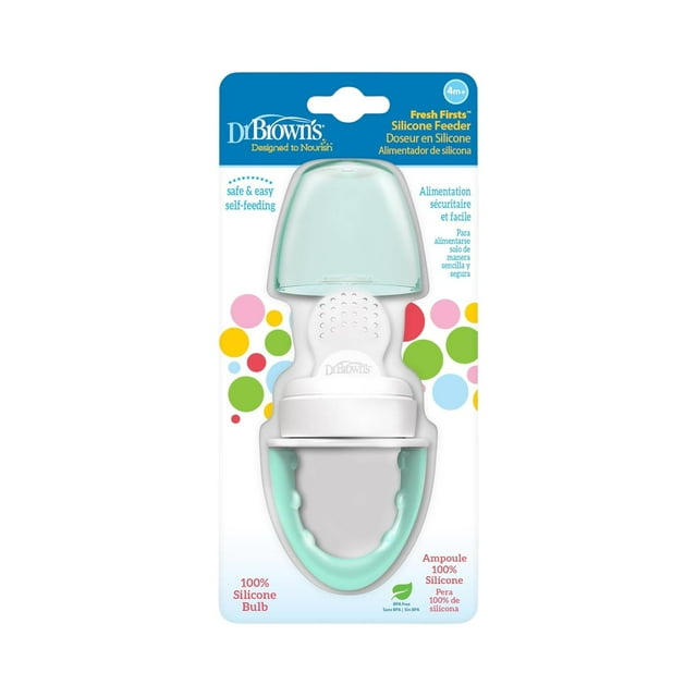 Alimentador de silicona Fresh Firsts Dr Brown's Azul
