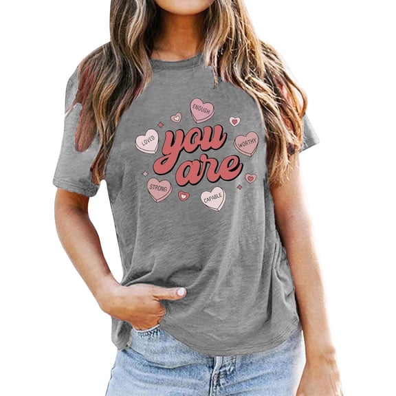 Tiweut Candy Hearts Love Valentine's Day Retro T-Shirt Matching Family, Group Valentines Day Shirt, Candy Heart Positive Shirt,A-Grey,L