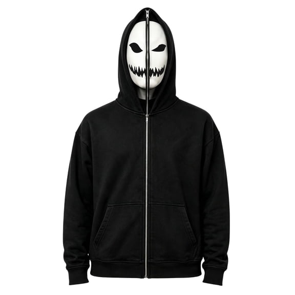Adult Unisex Full Zip Horror Mask Hoodie Halloween Scary Character Novelty Sweatshirt Fancy Dress Party Cosplay Costume
