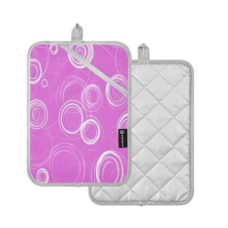 

2 Pcs Pot Holders Sets Oven Mitts Square Potholders Oven Hot Pads Heat Resistant for Kitchen Cooking Baking 7 x9.8 Purple Circles and Swirls