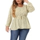 thumbnail image 1 of Blusa peplum con volantes y botones de cuello en V para mujer de tallas grandes GRACE & GRANDEUR 4X amarilla, 1 of 1
