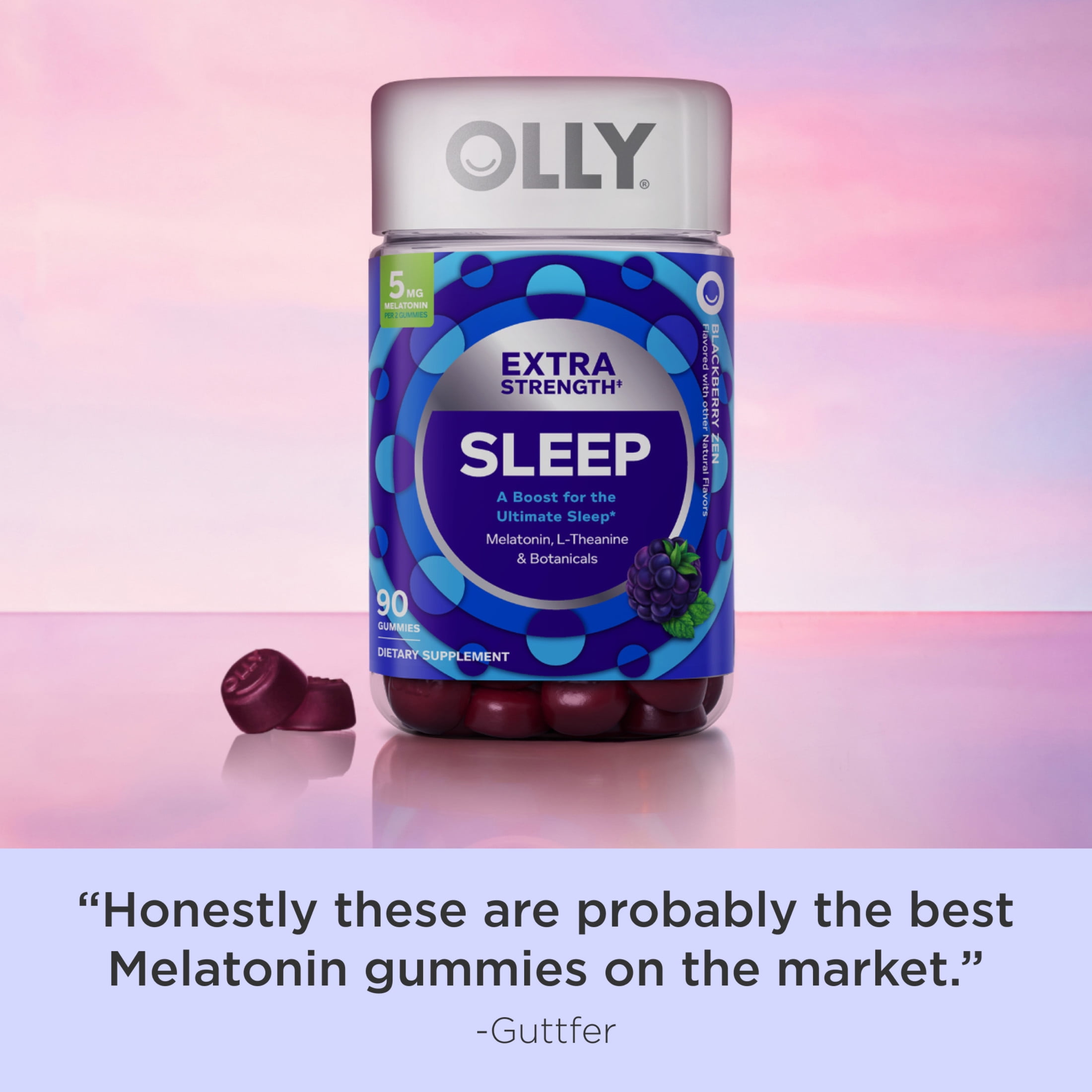 (3 pack) OLLY Extra Strength Sleep Gummy Supplement, 5mg Melatonin, Sleep Support, Blackberry Flavor, 90 Count