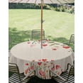 thumbnail image 3 of Valentine's Day Table Cloth Round Tablecloth, Watercolor Love Flowers Leaves Plants Beige Waterproof Wrinkleproof Table Cover with Umbrella Hole and Zipper for Party/Dining/Patio/Wedding 54 Inch, 3 of 9