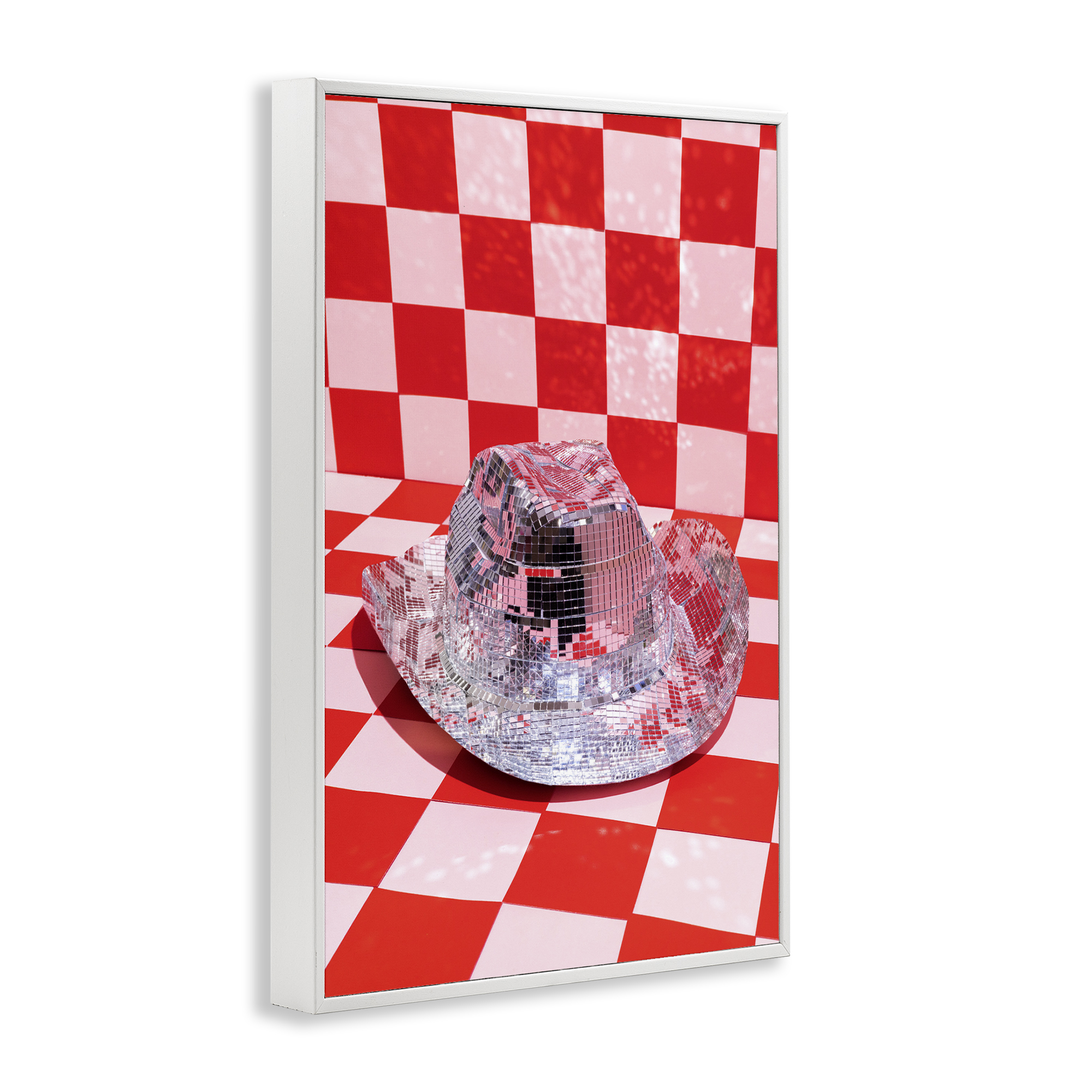 Stupell Industries Disco Patterned Cowboy Hat Performing Arts Painting White Framed Art Print Wall Art, 20 x 30