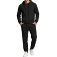 thumbnail image 3 of Hearthz Men's Sweatsuits 2 Piece Set Drawstring Elastic Jogging Tracksuits Set Solid Color Athletic Men's Sweatsuits Black S, 3 of 9