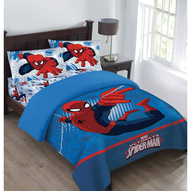 Twin Comforter Set With Fitted Sheet, Spiderman Bed In A Bag Twin