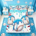 thumbnail image 5 of meiyoeat Watercolor Baseball Cream Bed Sheets For Kids,Ball Ice Drip Full Size Sheets For Boys,4 Pieces, 5 of 6