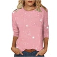 thumbnail image 1 of Timegard Hauts pour Femmes Chemises à Imprimé de Noël Manches 3/4 Blouses Confort Col Ras du Cou Tuniques Hauts Chic Décontracté, 1 of 5