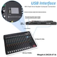 thumbnail image 2 of Depusheng DT12 Mezclador de audio de estudio Interfaz de controlador de sonido DJ de 12 canales con unidad USB para entrada de grabación de computadora, conector de micrófono XLR, alimentación de 48 V, 2 of 5