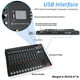 thumbnail image 2 of Depusheng DT12 Mezclador de audio de estudio Interfaz de controlador de sonido DJ de 12 canales con unidad USB para entrada de grabación de computadora, conector de micrófono XLR, alimentación de 48 V, 2 of 5
