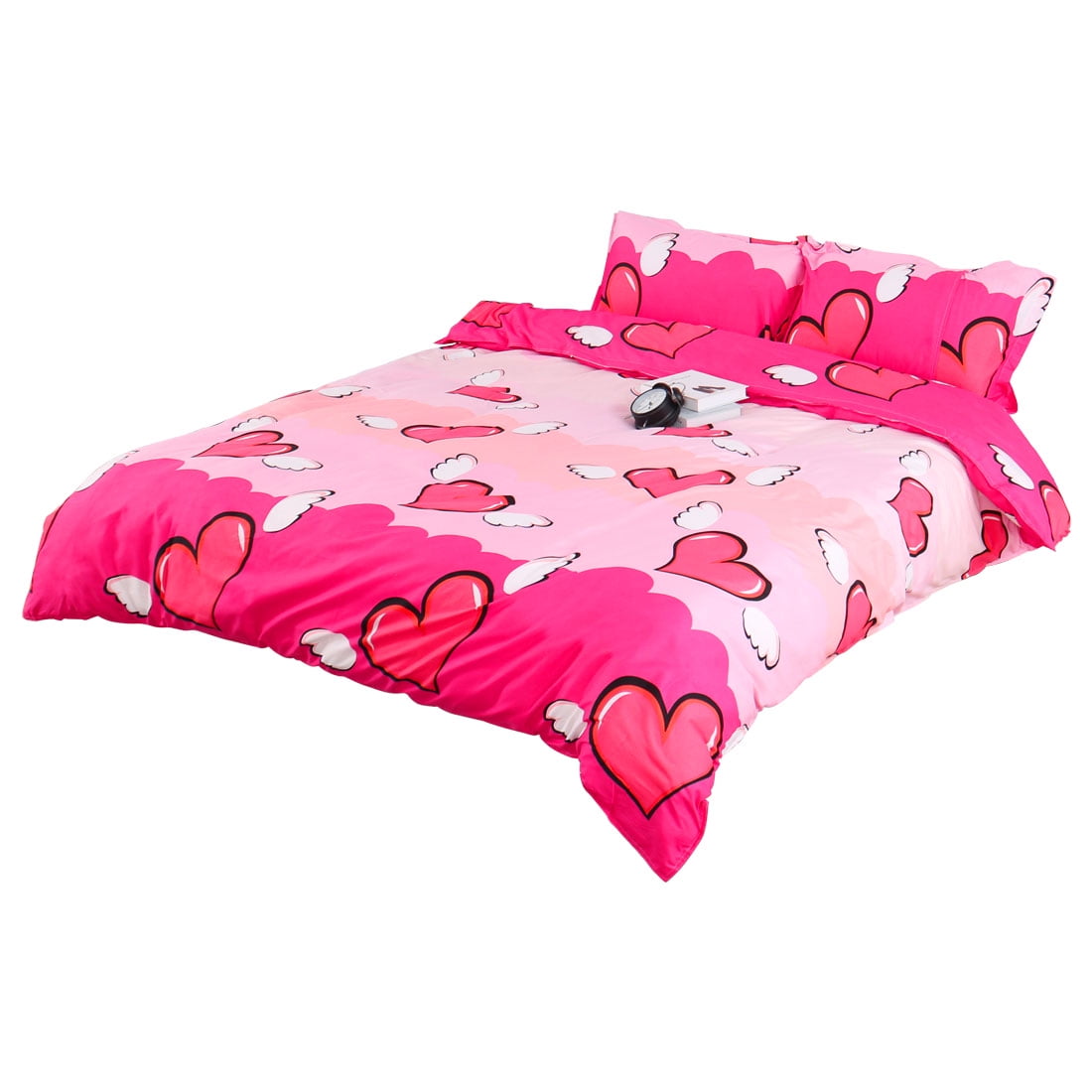 Bedroom Angel Hearts Pattern Duvet Quilt Cover Pillowcases Bedding Set