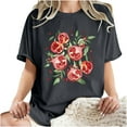 thumbnail image 4 of gbyLJF Y2K Tops Womens Oversized T Shirts Loose Crewneck Short Sleeve Shirts Summer Casual Cute Print Tee Blouses Dark Gray S, 4 of 7