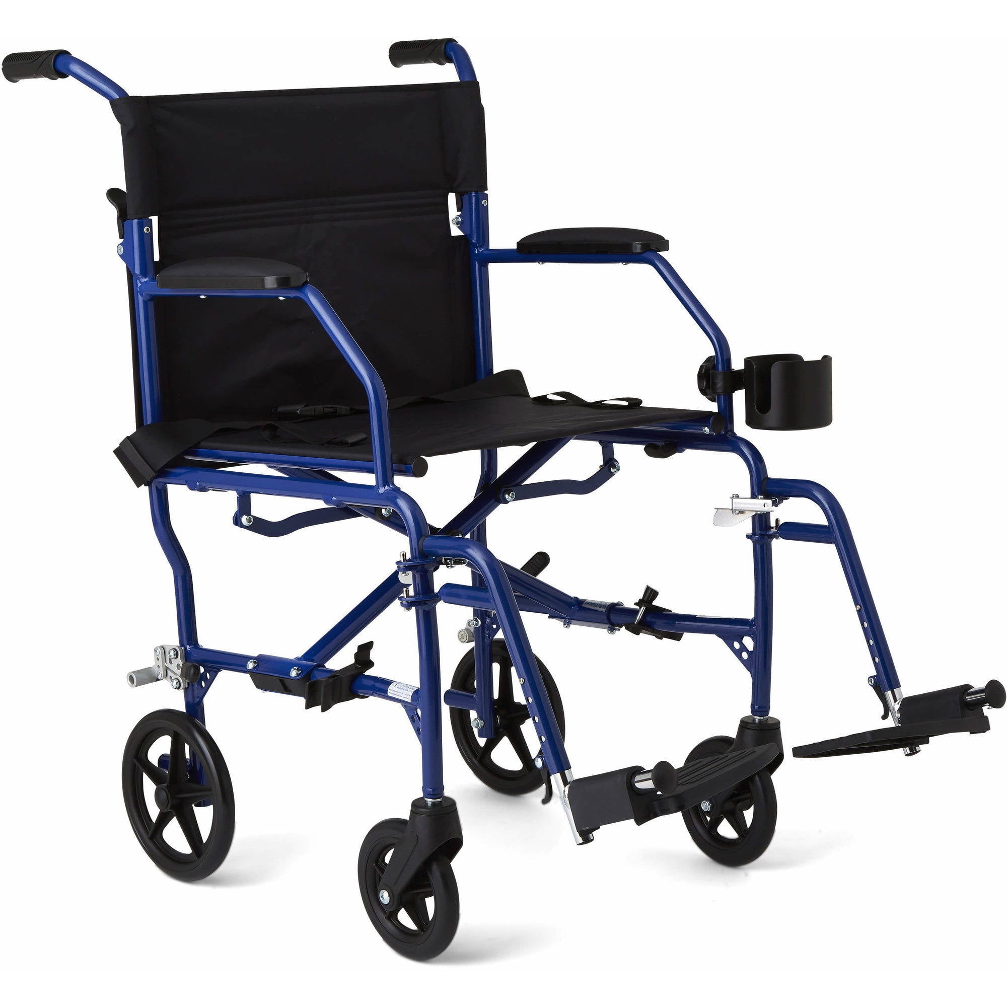 Medline Ultralight Transport Wheelchair with Permanent Desk Length Arms