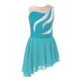 thumbnail image 2 of Aislor Kids Girls Figure Ice Skating Dress Sparkly Mesh Splice Chiffon Ballet Dance Leotard Dancewear A Turquoise 6, 2 of 7