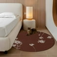 thumbnail image 3 of Brown White Floral Round Rug 3ft Washable Circle Entryway Rugs Non Slip Abstract Art Summer Botanical Area Rug Indoor Floor Carpet for Bedroom Kitchen Living Room Home Office Dining Room Nursery, 3 of 8