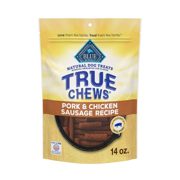 Blue Buffalo True Chews Dog Treats, Pork and Chicken Sausage Recipe, 14-oz Bag