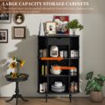 thumbnail image 5 of Furtivusia Sideboard Storage Cabinet, Fluted Accent Storage Cabinet with Sliding Doors, Coffee Bar Cabinet with Drawers for Kitchen, Living Room, Entryway, Black, 5 of 11