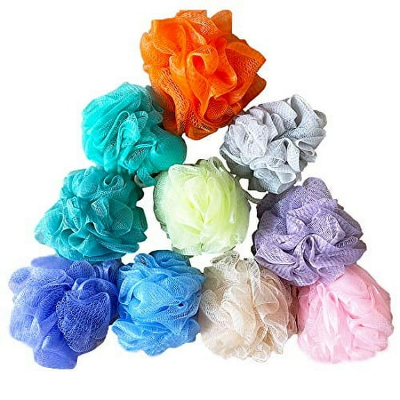 10 Pack of Bath Loofah Shower,Sponge Pouf Body Scrubber Exfoliator Scrubber Ball,Mesh Bath and Shower Sponge for Kids Women Men Body Wash Bathroom