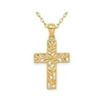thumbnail image 1 of 14K Yellow Gold Leaf Cross Pendant Necklace with Chain, 1 of 4