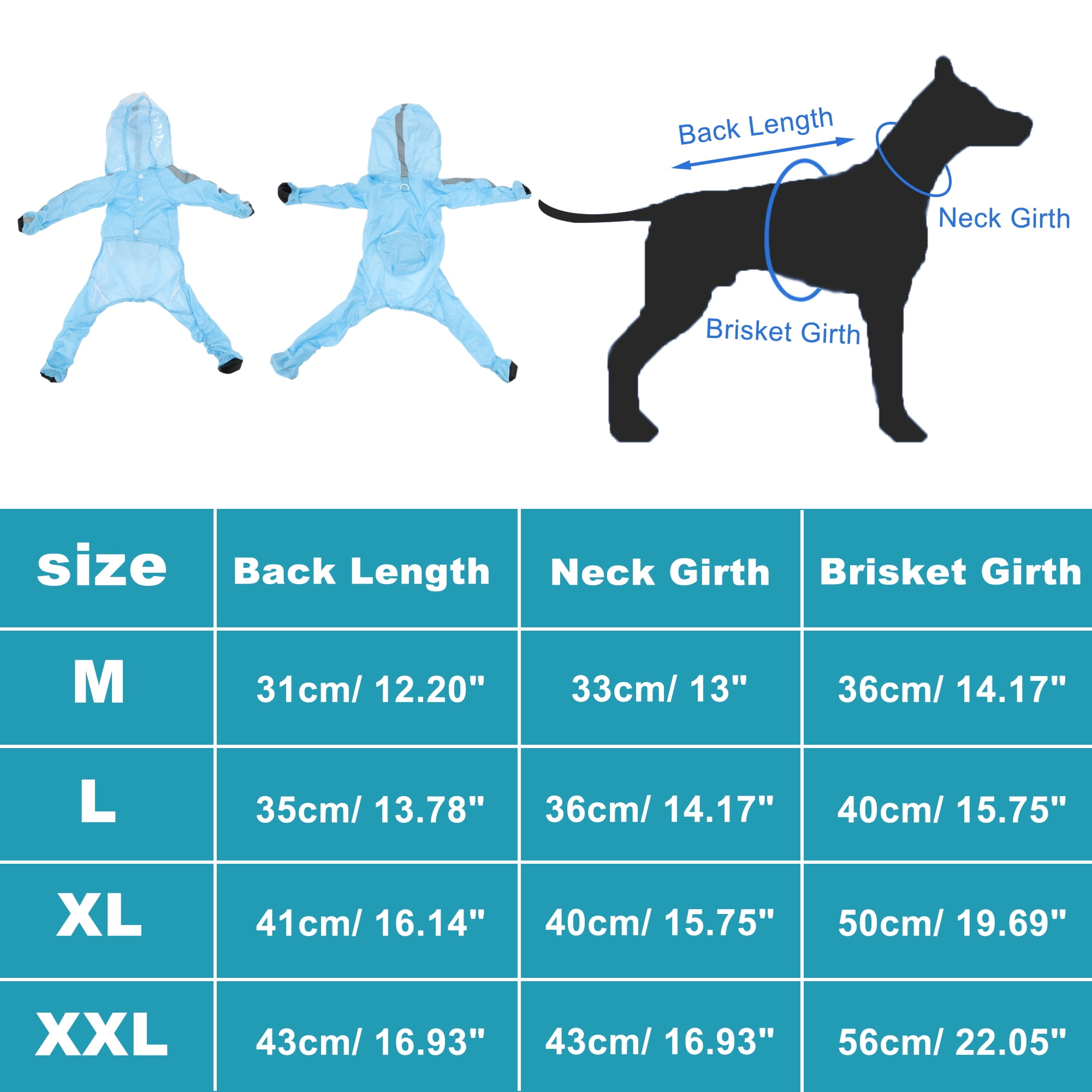 Unique Bargains Dog Raincoat Full Coverage with Reflective Strip Design M Size