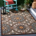 thumbnail image 2 of SAFAVIEH Veranda Durga Geometric Indoor/Outdoor Area Rug, Chocolate/Aqua, 5'3" x 5'3" Square, 2 of 9