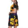 thumbnail image 2 of Haiem Playful Ghosts Night Sky Pattern Women's Short-Sleeve Scoop Neck Swing Dress, 2 of 6
